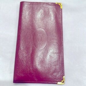 Authentic Cartier Burgundy Calfskin Leather Bifold Wallet